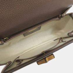 Gucci Multicolour Canvas and Leather Bamboo Top Handle Bag