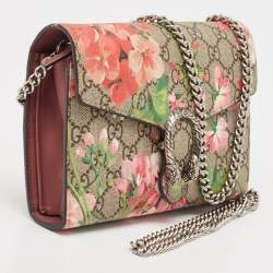 مملوكة مسبقًا حقيبة كتف غوتشي ميني بلومز ديونسوس سويدي وكانفاس جي جي سوبريم بيج/ عنابي