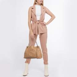 Pre Owned Gucci Beige Leather Medium Chain Soho Tote