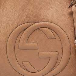 Pre Owned Gucci Beige Leather Medium Chain Soho Tote