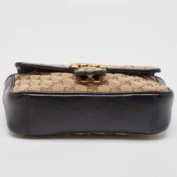 Pre Owned Gucci Black/Beige Matelassé GG Canvas Mini GG Marmont Shoulder Bag