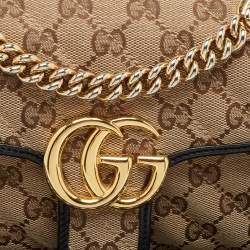 Pre Owned Gucci Black/Beige Matelassé GG Canvas Mini GG Marmont Shoulder Bag