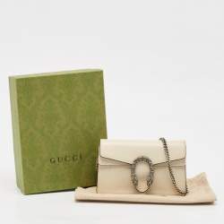 Pre Owned Gucci Off White Leather Super Mini Dionysus Shoulder Bag
