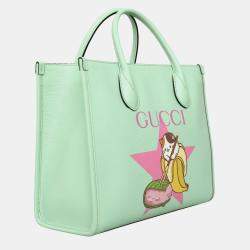 Gucci Green Bananya Printed Small 2-Way Tote Bag