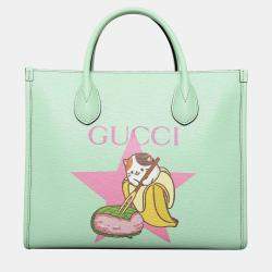 Gucci Green Bananya Printed Small 2-Way Tote Bag
