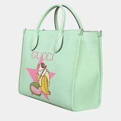 Gucci Green Bananya Printed Small 2-Way Tote Bag
