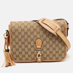 مملوكة مسبقًا Gucci Beige GG Canvas and Leather Medium Marrakech Shoulder Bag