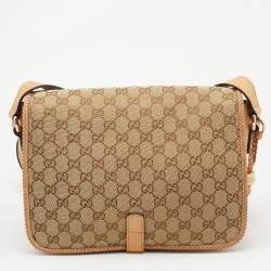مملوكة مسبقًا Gucci Beige GG Canvas and Leather Medium Marrakech Shoulder Bag