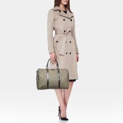 Gucci Dark Brown/Beige GG Supreme Canvas and Patent Leather Medium Joy Boston Bag