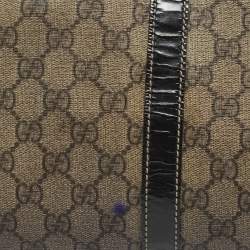 Gucci Dark Brown/Beige GG Supreme Canvas and Patent Leather Medium Joy Boston Bag