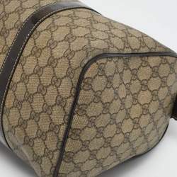 Gucci Dark Brown/Beige GG Supreme Canvas and Patent Leather Medium Joy Boston Bag