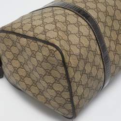 Gucci Dark Brown/Beige GG Supreme Canvas and Patent Leather Medium Joy Boston Bag