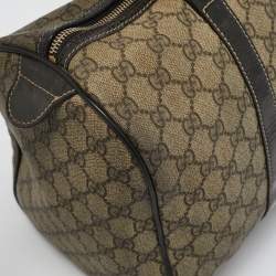 Gucci Dark Brown/Beige GG Supreme Canvas and Patent Leather Medium Joy Boston Bag