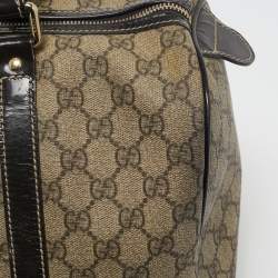 Gucci Dark Brown/Beige GG Supreme Canvas and Patent Leather Medium Joy Boston Bag