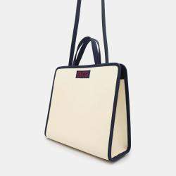 Gucci Ivory/Navy Pvc Coated Canvas Leather Children'S Cat Tote  Bag