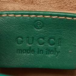 Gucci Green Leather Small Pearl Studded Padlock Shoulder Bag