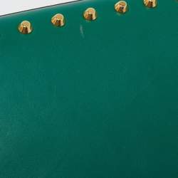 Gucci Green Leather Small Pearl Studded Padlock Shoulder Bag
