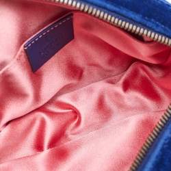 Pre Owned Gucci Blue Matelassé Velvet GG Marmont Belt Bag