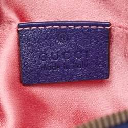 Pre Owned Gucci Blue Matelassé Velvet GG Marmont Belt Bag