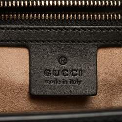 Gucci Black Leather Medium Animal Studs Sylvie Top Handle Bag