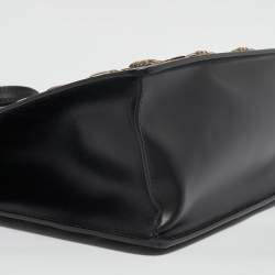 Gucci Black Leather Medium Animal Studs Sylvie Top Handle Bag