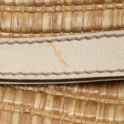 Pre Owned Gucci Beige/Cream Leather and Straw Peggy Hobo