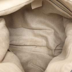 Pre Owned Gucci Beige/Cream Leather and Straw Peggy Hobo