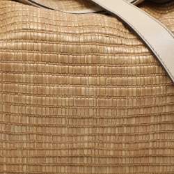 Pre Owned Gucci Beige/Cream Leather and Straw Peggy Hobo