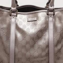 Pre Owned Gucci Nude Pink Imprime Canvas Shopper Tote