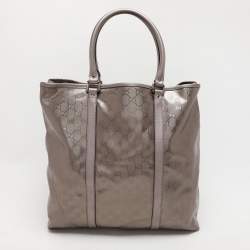 Pre Owned Gucci Nude Pink Imprime Canvas Shopper Tote