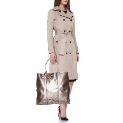 Pre Owned Gucci Nude Pink Imprime Canvas Shopper Tote