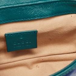 Gucci Blue/Green Diagonal Quilt Leather Super Mini GG Marmont Torchon Shoulder Bag