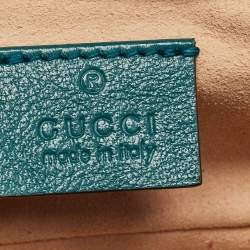 Gucci Blue/Green Diagonal Quilt Leather Super Mini GG Marmont Torchon Shoulder Bag