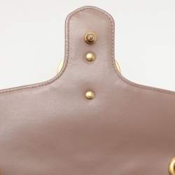 Pre Owned Gucci Nude Pink Matelassé Leather Small GG Marmont Shoulder Bag
