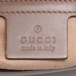 Pre Owned Gucci Nude Pink Matelassé Leather Small GG Marmont Shoulder Bag