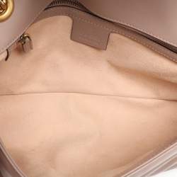 Pre Owned Gucci Nude Pink Matelassé Leather Small GG Marmont Shoulder Bag