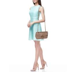 Pre Owned Gucci Nude Pink Matelassé Leather Small GG Marmont Shoulder Bag