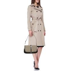 Pre Owned Gucci Black/Beige Canvas and Glossy Leather Jackie Bardot Shoulder Bag