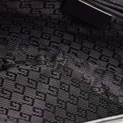 Pre Owned Gucci Black/Beige Canvas and Glossy Leather Jackie Bardot Shoulder Bag