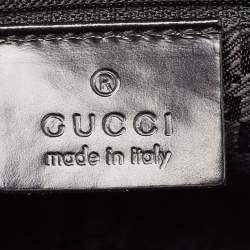 Pre Owned Gucci Black/Beige Canvas and Glossy Leather Jackie Bardot Shoulder Bag