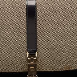 Pre Owned Gucci Black/Beige Canvas and Glossy Leather Jackie Bardot Shoulder Bag