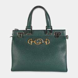 Gucci Dark Green Grainy Calfskin Small Zumi Top Handle Bag