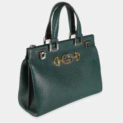 Gucci Dark Green Grainy Calfskin Small Zumi Top Handle Bag