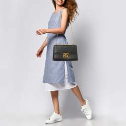 Pre Owned Gucci Black Guccissima Leather Medium Padlock Shoulder Bag