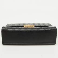 Pre Owned Gucci Black Guccissima Leather Medium Padlock Shoulder Bag