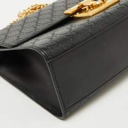 Pre Owned Gucci Black Guccissima Leather Medium Padlock Shoulder Bag