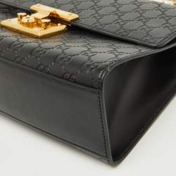 Pre Owned Gucci Black Guccissima Leather Medium Padlock Shoulder Bag