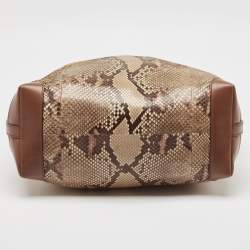 Pre Owned Gucci Brown Python and Leather Craft Tote
