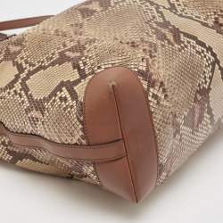 Pre Owned Gucci Brown Python and Leather Craft Tote