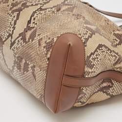 Pre Owned Gucci Brown Python and Leather Craft Tote